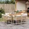 vidaXL Set comedor de jard&iacute;n 9 pzas con cojines rat&aacute;n sint&eacute;tico beige