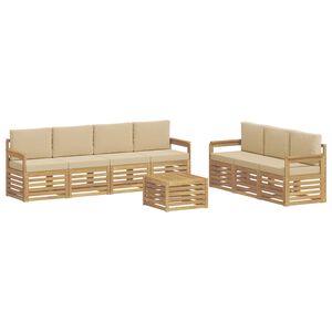 vidaXL Juegos de sof&aacute;s 8 uds. y Beige Poli&eacute;ster