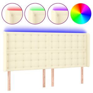 vidaXL Cabecero con LED cuero sint&eacute;tico color crema 183x16x118/128 cm