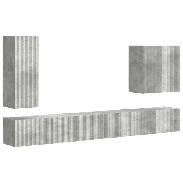 vidaXL Conjunto de mueble para TV de pared 6 pcs Gris Concreto