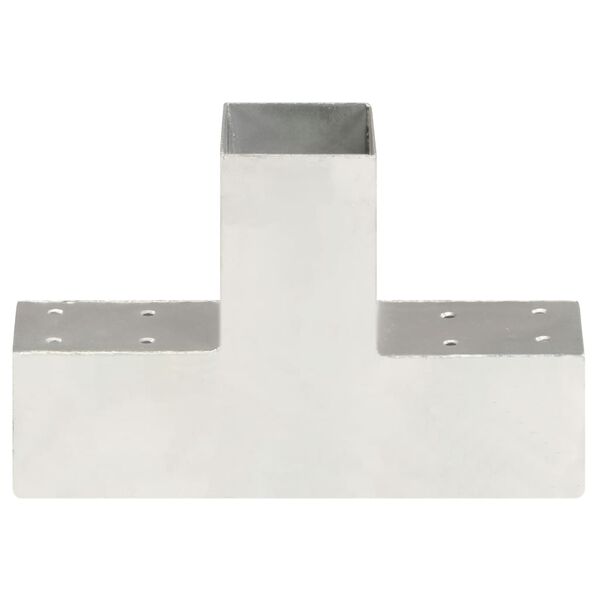 vidaXL Conectores de postes en T 4 uds metal galvanizado 71x71 mm
