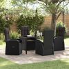 vidaXL Conjunto de Comedor de Jard&iacute;n 5 pcs Negro rat&aacute;n sint&eacute;tico