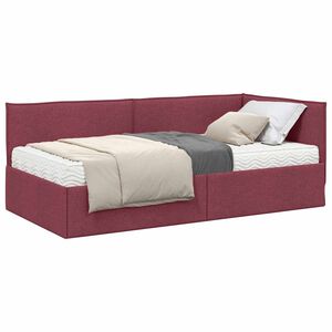 vidaXL Estructura de Cama Esquina con Colch&oacute;n 2 uds. Rojo vino