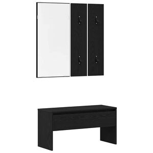vidaXL Conjunto de muebles de recibidor con cajón 4 pcs Roble Negro