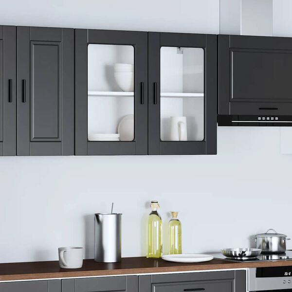 vidaXL Armario de pared para cocina con puerta de cristal Porto negro