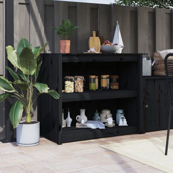 vidaXL Mueble de cocina exterior madera maciza pino negro 106x55x92 cm