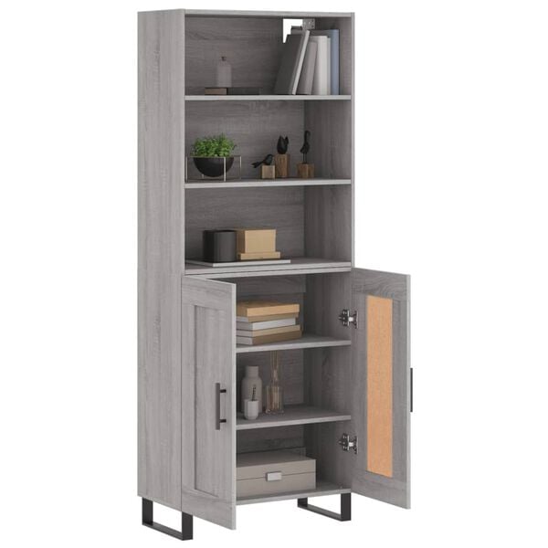 vidaXL Aparador alto madera contrachapada gris sonoma 69,5x34x180 cm