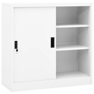 vidaXL Armario de oficina con puerta corredera acero blanco 90x40x90cm