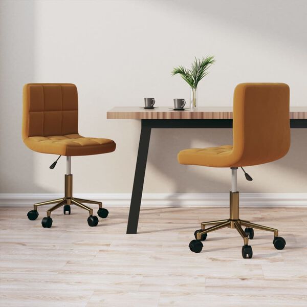 vidaXL Sillas de comedor giratorias 2 uds terciopelo marr&oacute;n