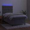 vidaXL Cama box spring colch&oacute;n y LED terciopelo gris claro 90x190 cm