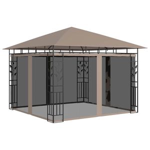 vidaXL Cenador con mosquitera gris taupe 3x3x2,73 m 180 g/m&sup2;