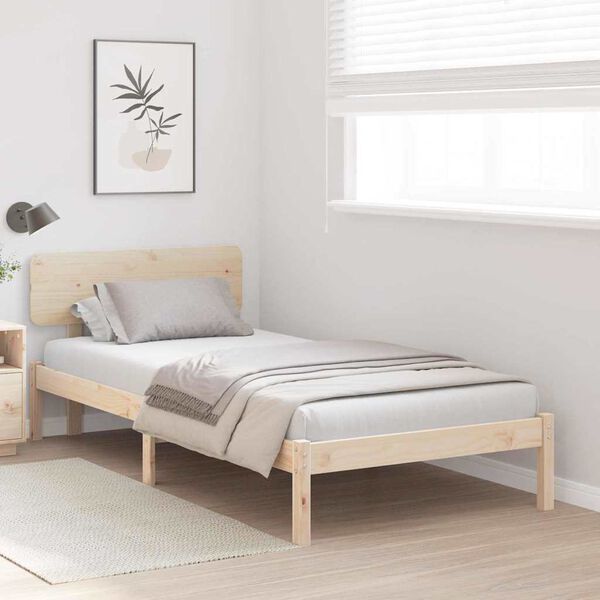 vidaXL Estructura de cama Natural 90 x 200 cm Madera de pino macizo