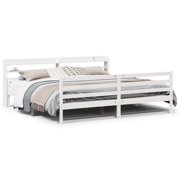 vidaXL Estructura de cama con cabecero sin colch&oacute;n blanco 200x200 cm