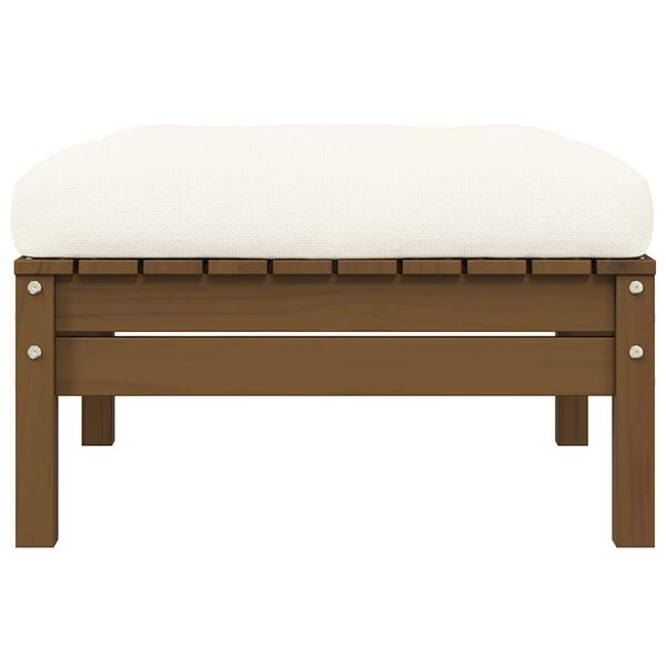 vidaXL Sofá de jardín de 2 plazas madera maciza pino con cojines crema