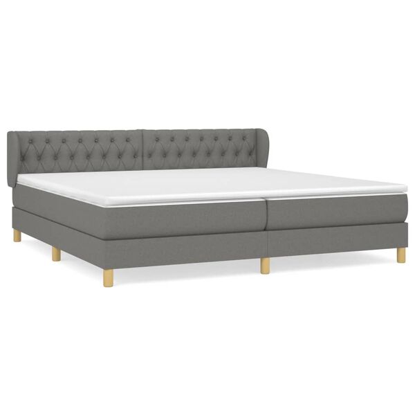vidaXL Cama box spring con colch&oacute;n tela gris oscuro 200x200 cm