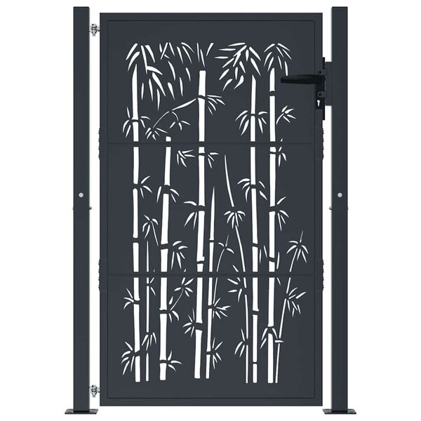 vidaXL Puerta de jard&iacute;n antracita 100x150 cm acero dise&ntilde;o bamb&uacute;