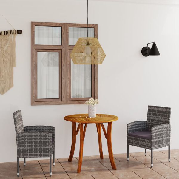 vidaXL Juego de comedor para jard&iacute;n 3 piezas gris antracita