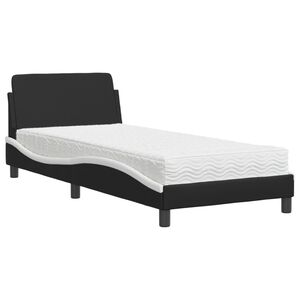 vidaXL Cama con colch&oacute;n Dover cuero sint&eacute;tico negro y blanco 80x200 cm