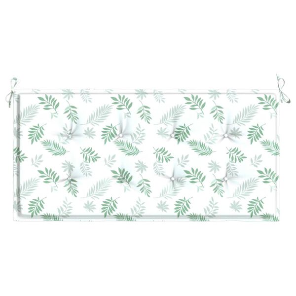 vidaXL Coj&iacute;n banco de jard&iacute;n tela Oxford estampado hojas 120x50x3 cm