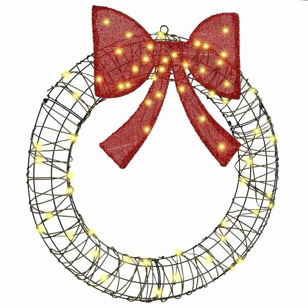 vidaXL Corona con 60 LED c&aacute;lido 76 x 76 x 8 cm Rat&aacute;n