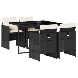 vidaXL Set de muebles jard&iacute;n 5 pzas con cojines rat&aacute;n sint&eacute;tico negro
