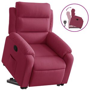 vidaXL Sill&oacute;n reclinable elevable terciopelo rojo tinto