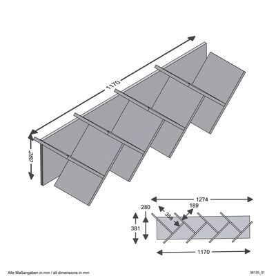 FMD Estantería geométrica para pared color roble y negro