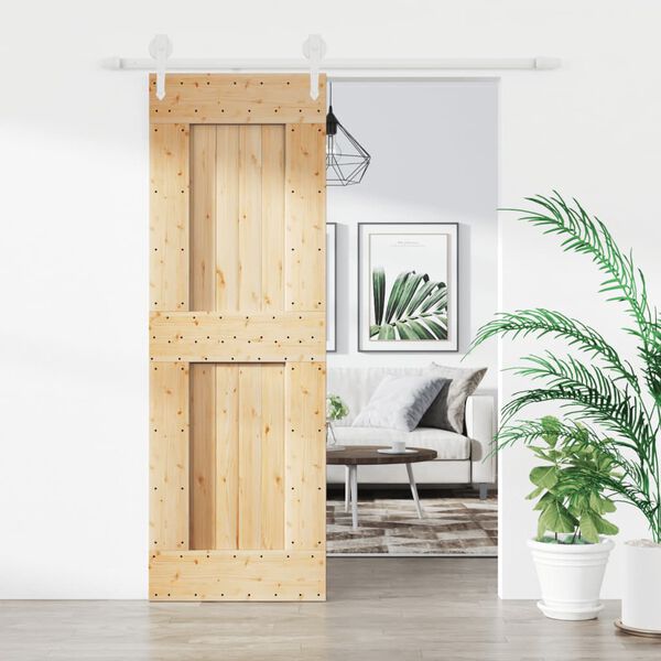 vidaXL Puerta corredera con herrajes madera maciza de pino 70x210 cm