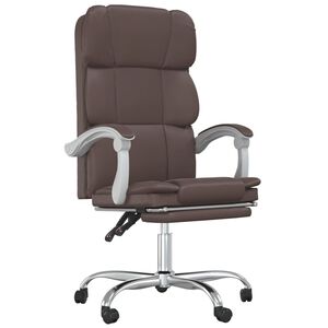 vidaXL Silla de oficina reclinable cuero sint&eacute;tico marr&oacute;n