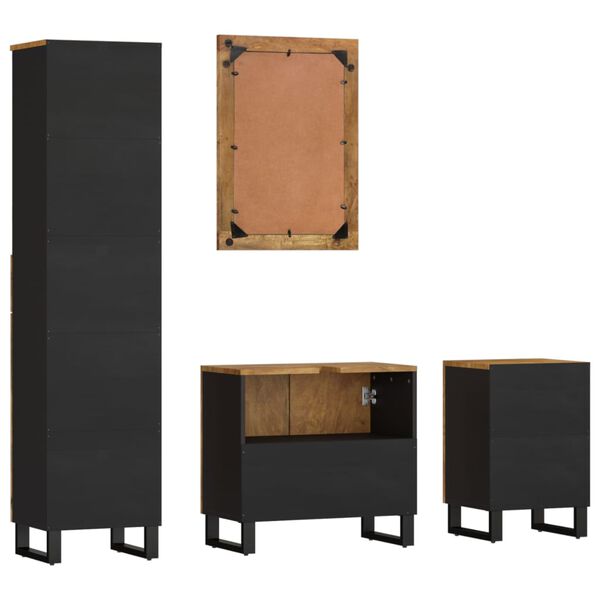 vidaXL Conjunto de muebles de ba&ntilde;o 4 piezas madera maciza de mango