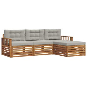 vidaXL Conjunto de sof&aacute;s de exterior 4 pcs Gris Natural y Claro