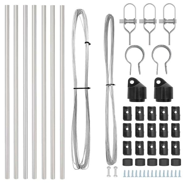 vidaXL Poste de Valla 7 pcs Plateado Acero