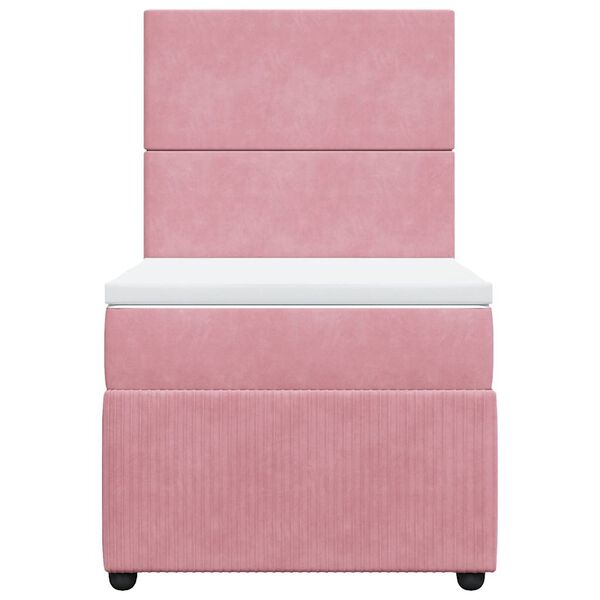 vidaXL Cama box spring con colch&oacute;n terciopelo rosa 90x200 cm
