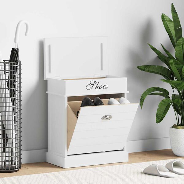 vidaXL Mueble zapatero de madera de Paulownia blanco 50x28x58 cm