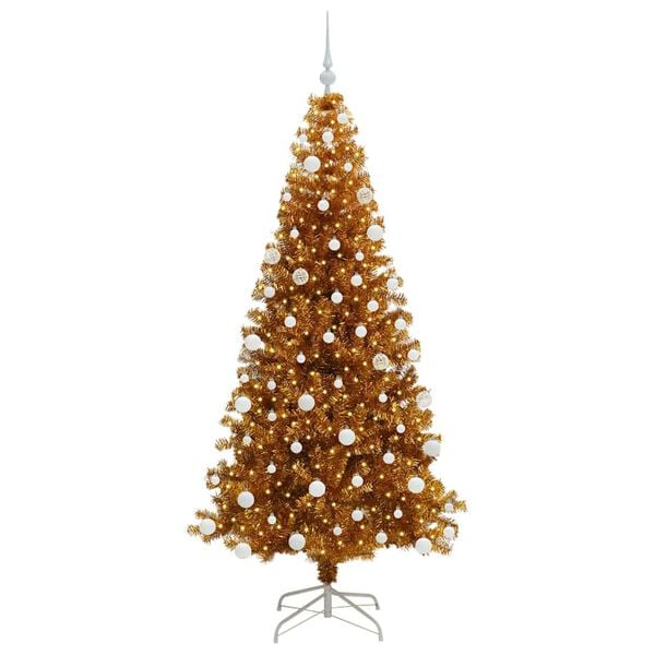 vidaXL &Aacute;rbol de Navidad con 300 LED con soporte Dorado 180 cm PET