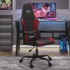 vidaXL Silla gaming de masaje cuero sint&eacute;tico negro y rojo vino tinto