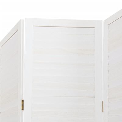 vidaXL Biombo separador de 4 paneles madera maciza Paulownia blanco