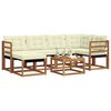 vidaXL Conjunto de sof&aacute;s de exterior con coj&iacute;n 7 pcs Natural y Crema