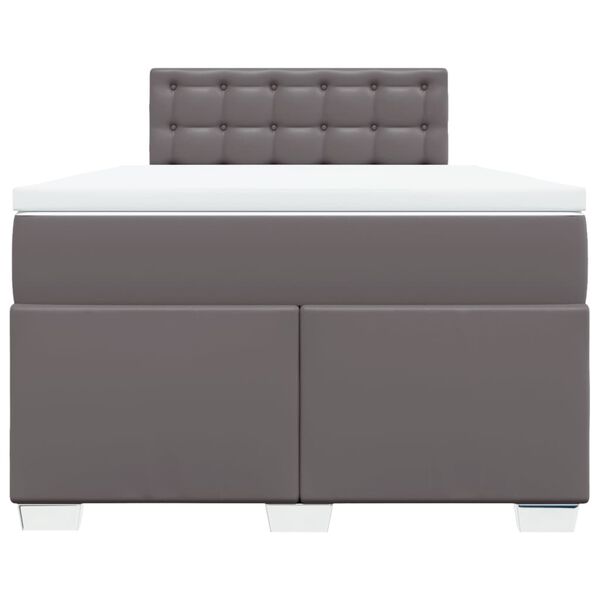 vidaXL Cama box spring con colch&oacute;n cuero sint&eacute;tico gris 120x190 cm