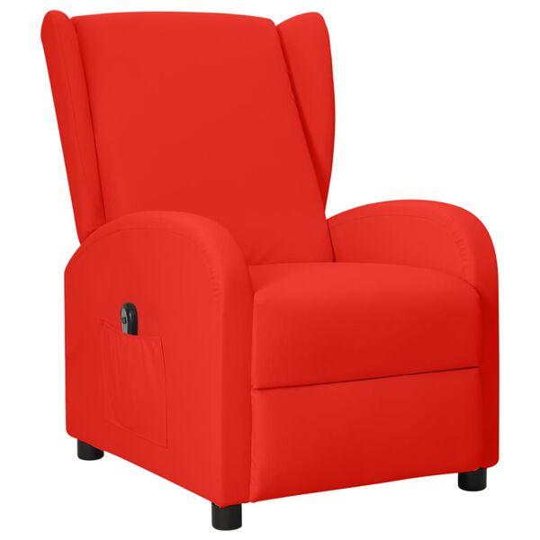 vidaXL Sill&oacute;n orejero el&eacute;ctrico reclinable cuero sint&eacute;tico rojo