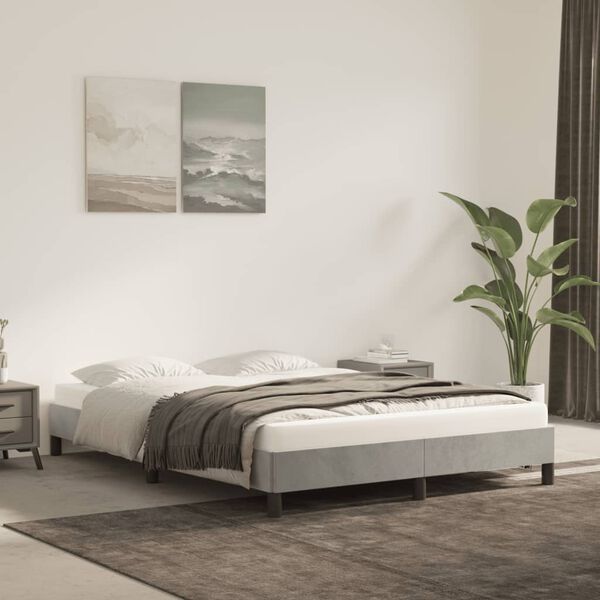 vidaXL Estructura de cama sin colch&oacute;n terciopelo gris claro 140x190 cm