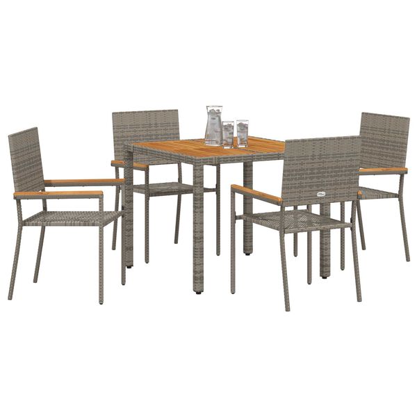 vidaXL Conjunto de Comedor de Jard&iacute;n 5 pcs Gris rat&aacute;n sint&eacute;tico