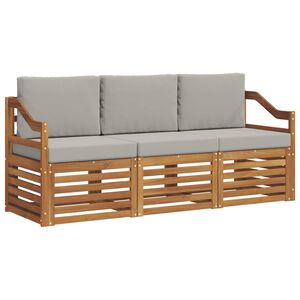 vidaXL Juegos de sof&aacute;s con coj&iacute;n 3 pcs Gris Natural y Claro