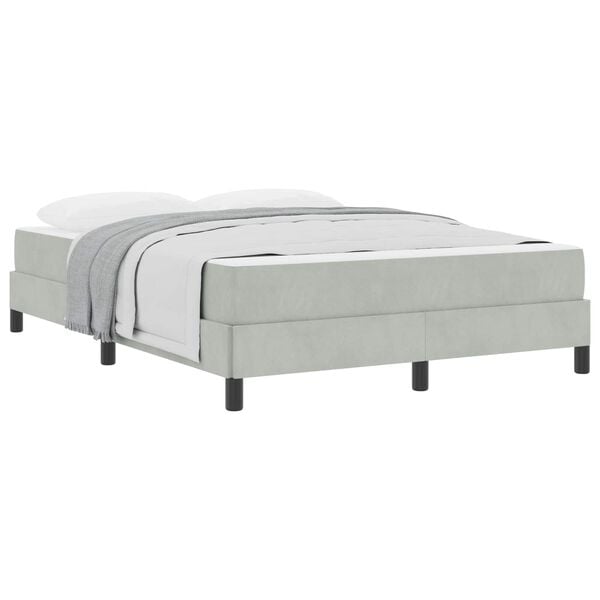 vidaXL Cama tipo Box Spring con colch&oacute;n Gris Claro 160 x 210 cm tela