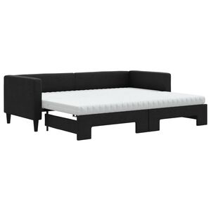vidaXL Sof&aacute; cama nido con colch&oacute;n tela negro 80x200 cm