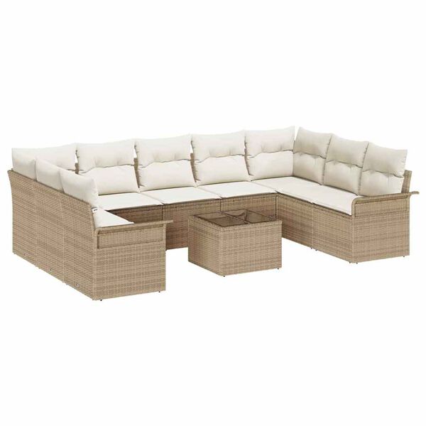 vidaXL Conjunto de sofá de jardín 10 pcs Beige ratán sintético