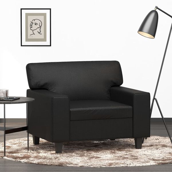 vidaXL Sill&oacute;n cuero sint&eacute;tico negro 60 cm