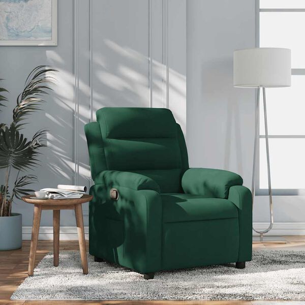 vidaXL Sill&oacute;n reclinable de terciopelo verde oscuro
