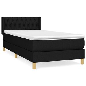 vidaXL Cama box spring con colch&oacute;n tela negro 90x200 cm