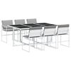 vidaXL Juego de comedor de jard&iacute;n 7 pzas con cojines textilene blanco